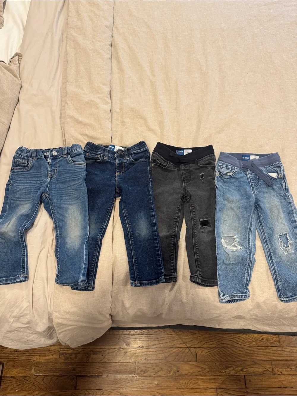 Lot of 4 2T Boys Jeans Stretch Denim Jogger Pants - Blue & Black